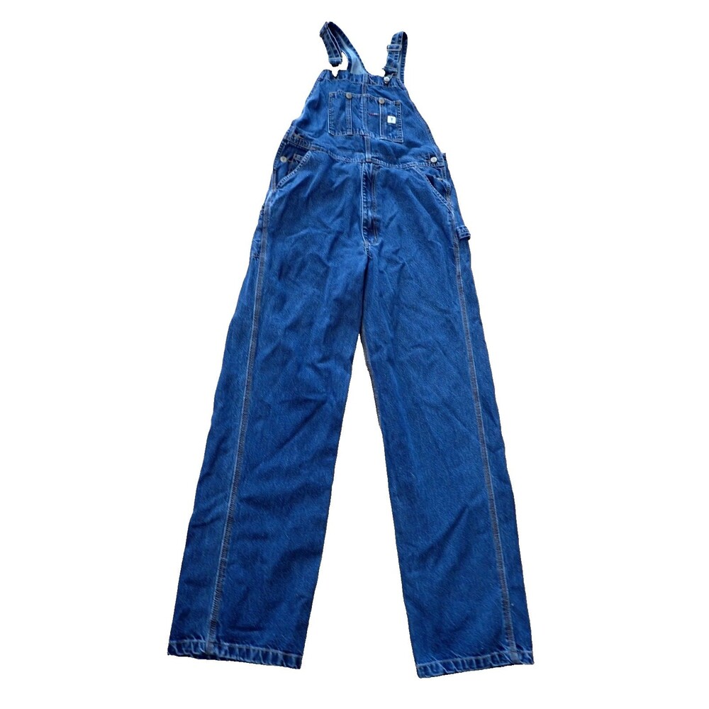 Fortress Products Men's Carpenter Bib Overalls sz 32X34 Work Blue Denim Pockets